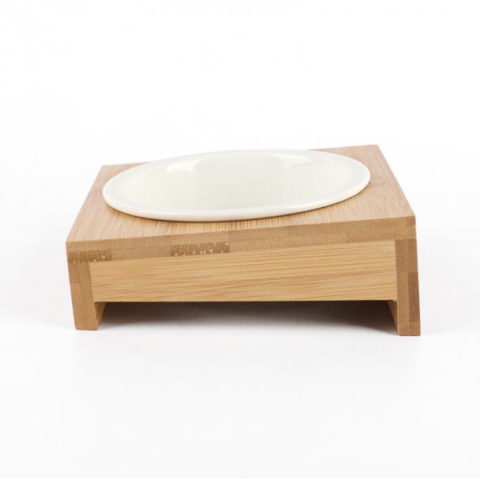 Wholesale Pet Feeder Wooden Ceramic Dog Bowls with Stand