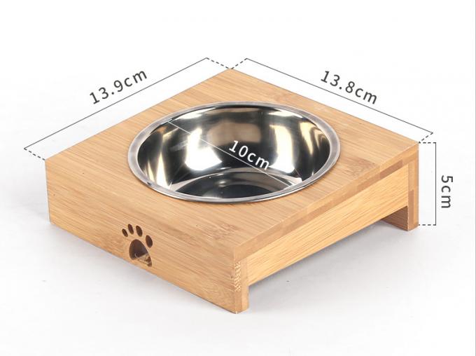 Wooden Bowl Stand Pet Feeder with Stainless Steel Bowls 3