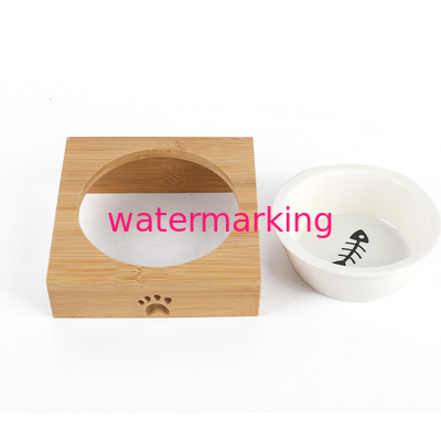  				Wholesale Pet Feeder Wooden Ceramic Dog Bowls with Stand 	        
