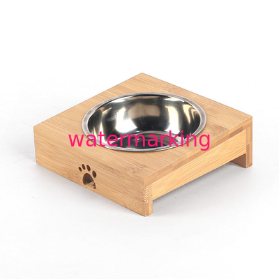 Raised Pet Bowls for Puppies Bamboo Feeder Wooden Food Bowl